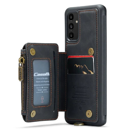 CASEME C20 Series Phone Case for Samsung Galaxy A14 5G / A14 4G RFID Blocking Zipper Pocket Kickstand Wallet Cover with Strap