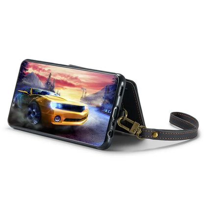 CASEME C20 Series Phone Case for Samsung Galaxy A14 5G / A14 4G RFID Blocking Zipper Pocket Kickstand Wallet Cover with Strap