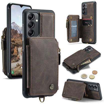 CASEME C20 Series Phone Case for Samsung Galaxy A14 5G / A14 4G RFID Blocking Zipper Pocket Kickstand Wallet Cover with Strap