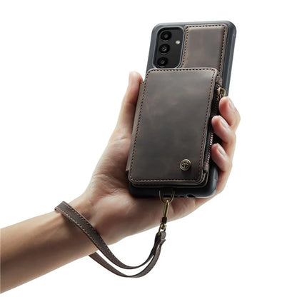CASEME C20 Series Phone Case for Samsung Galaxy A14 5G / A14 4G RFID Blocking Zipper Pocket Kickstand Wallet Cover with Strap