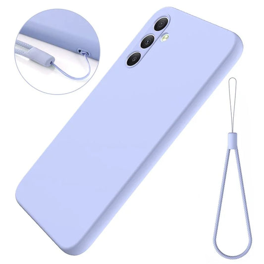 For Samsung Galaxy A34 5G Case Liquid Silicone Cell Phone Cover Protector with Strap