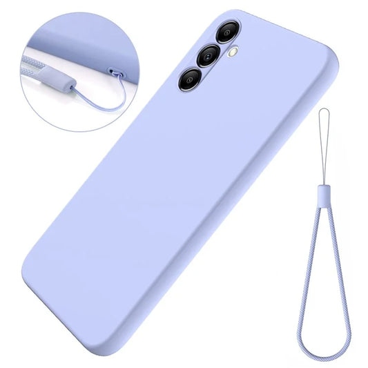 For Samsung Galaxy A14 5G / A14 4G Case Soft Lining Liquid Silicone Phone Cover with Strap