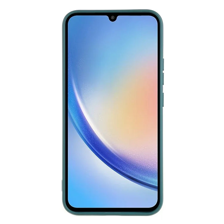 For Samsung Galaxy A34 5G Liquid Silicone Anti-Dust Arc Edge TPU Cover 2.0mm Thick Cell Phone Caseish Green