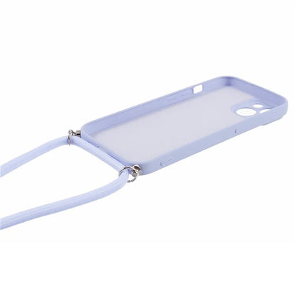 For iPhone 14 Case Rubberized TPU Smartphone Back Cover with Long Lanyard