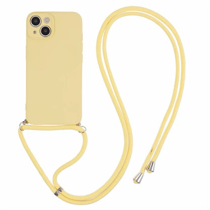 For iPhone 14 Case Rubberized TPU Smartphone Back Cover with Long Lanyard