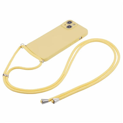 For iPhone 14 Case Rubberized TPU Smartphone Back Cover with Long Lanyard