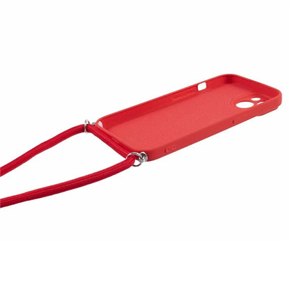 For iPhone 14 Case Rubberized TPU Smartphone Back Cover with Long Lanyard