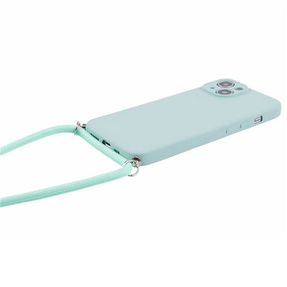 For iPhone 14 Case Rubberized TPU Smartphone Back Cover with Long Lanyard