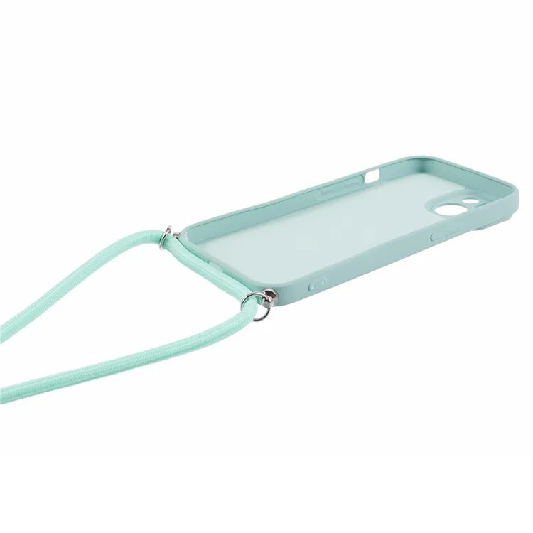 For iPhone 14 Case Rubberized TPU Smartphone Back Cover with Long Lanyard