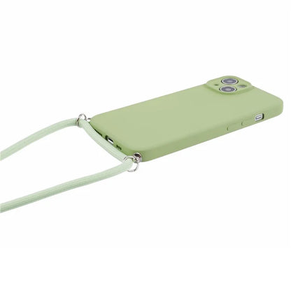 For iPhone 14 Case Rubberized TPU Smartphone Back Cover with Long Lanyard