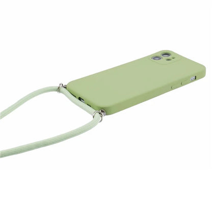 For iPhone 11 TPU Case Fiber Lining Protective Phone Cover with Long Lanyard