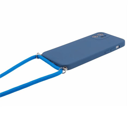 For iPhone 11 TPU Case Fiber Lining Protective Phone Cover with Long Lanyard