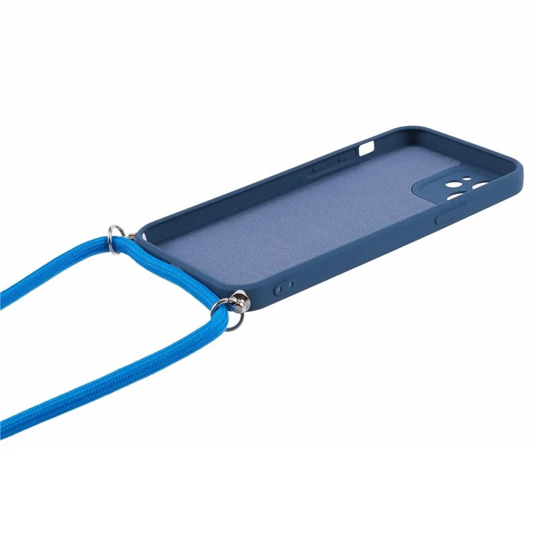 For iPhone 11 TPU Case Fiber Lining Protective Phone Cover with Long Lanyard