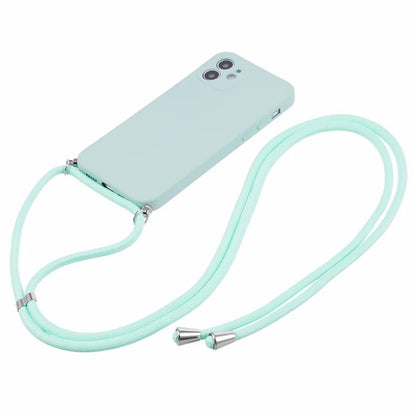 For iPhone 11 TPU Case Fiber Lining Protective Phone Cover with Long Lanyard