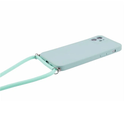 For iPhone 11 TPU Case Fiber Lining Protective Phone Cover with Long Lanyard
