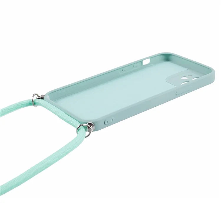 For iPhone 11 TPU Case Fiber Lining Protective Phone Cover with Long Lanyard