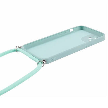 For iPhone 11 TPU Case Fiber Lining Protective Phone Cover with Long Lanyard