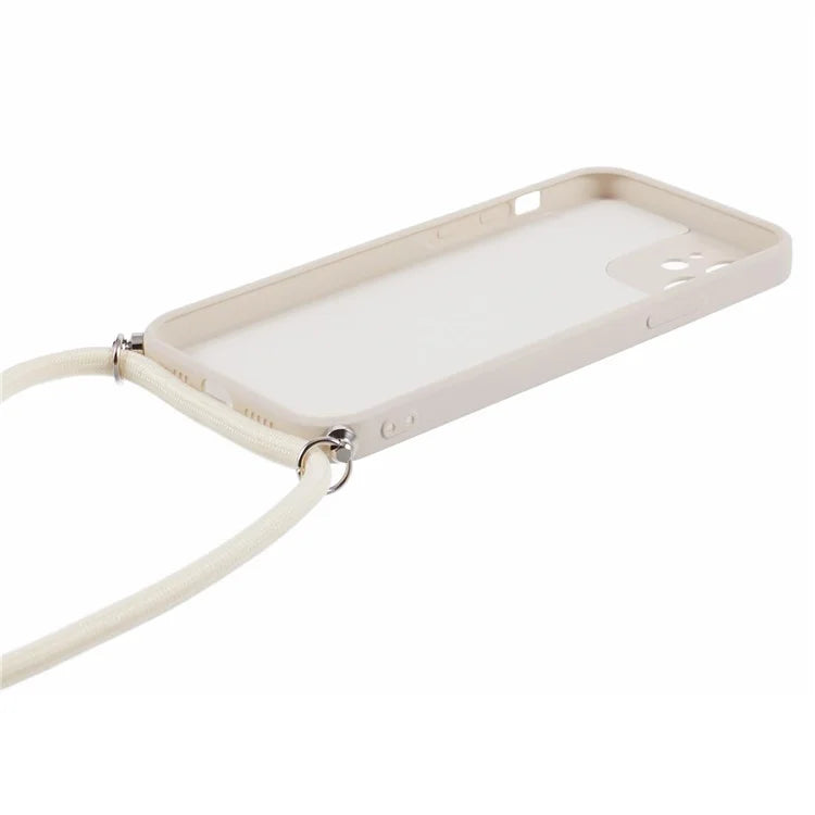 For iPhone 11 TPU Case Fiber Lining Protective Phone Cover with Long Lanyard