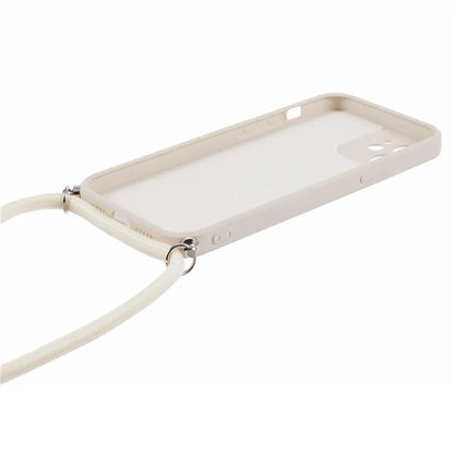 For iPhone 11 TPU Case Fiber Lining Protective Phone Cover with Long Lanyard