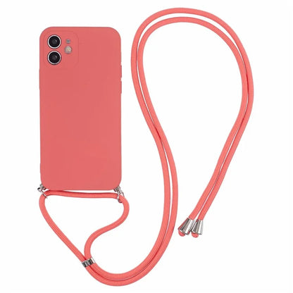 For iPhone 11 TPU Case Fiber Lining Protective Phone Cover with Long Lanyard