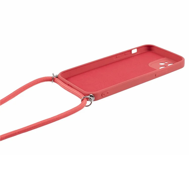 For iPhone 11 TPU Case Fiber Lining Protective Phone Cover with Long Lanyard