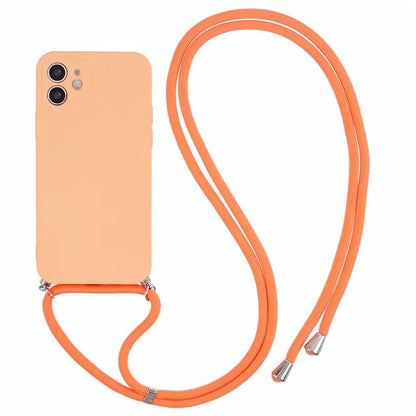 For iPhone 11 TPU Case Fiber Lining Protective Phone Cover with Long Lanyard