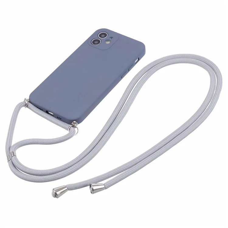 For iPhone 12 Phone Case Rubberized Soft TPU Cover with Long Lanyard
