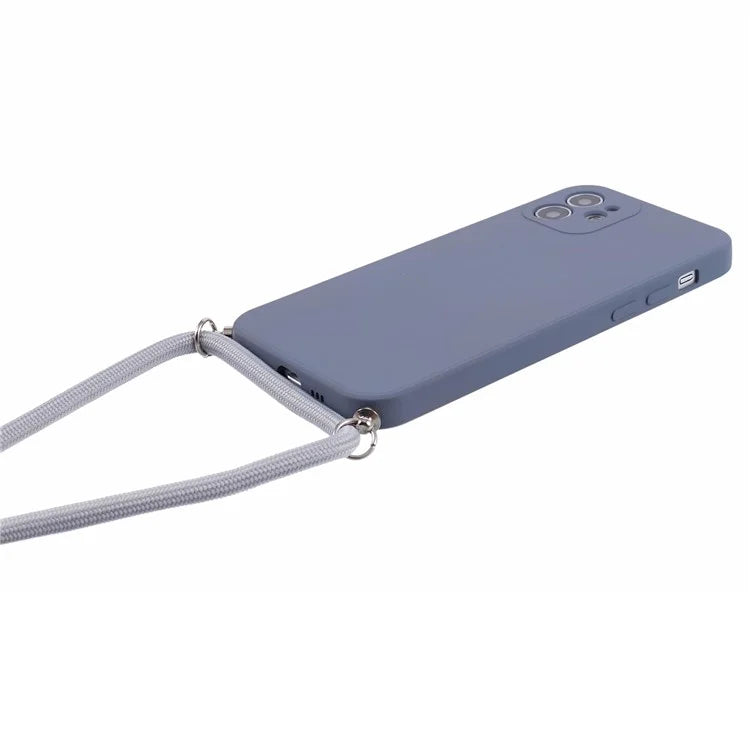 For iPhone 12 Phone Case Rubberized Soft TPU Cover with Long Lanyard