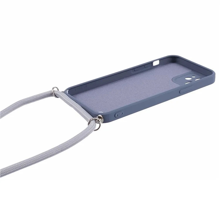 For iPhone 12 Phone Case Rubberized Soft TPU Cover with Long Lanyard