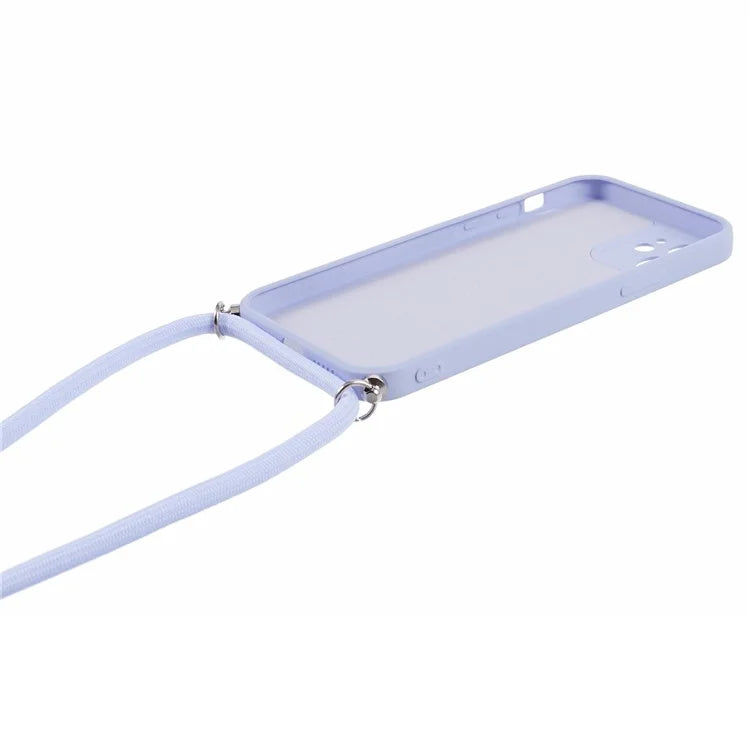 For iPhone 12 Phone Case Rubberized Soft TPU Cover with Long Lanyard