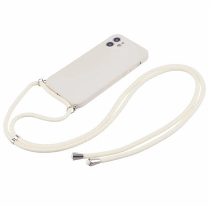 For iPhone 12 Phone Case Rubberized Soft TPU Cover with Long Lanyard