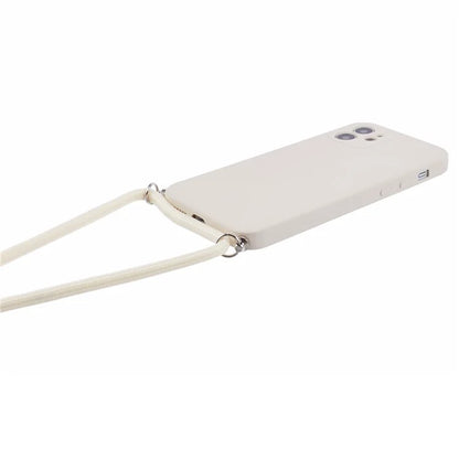 For iPhone 12 Phone Case Rubberized Soft TPU Cover with Long Lanyard