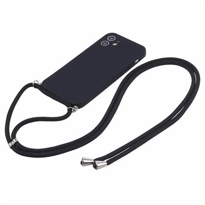 For iPhone 12 Phone Case Rubberized Soft TPU Cover with Long Lanyard