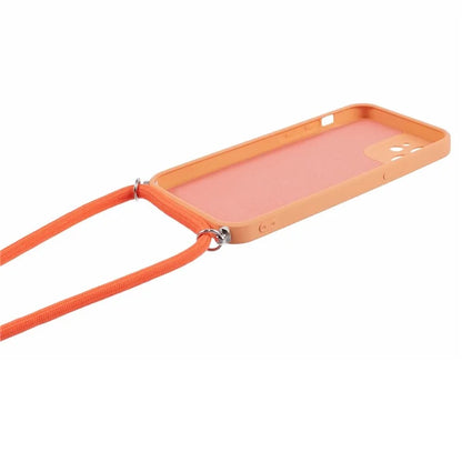 For iPhone 12 Phone Case Rubberized Soft TPU Cover with Long Lanyard