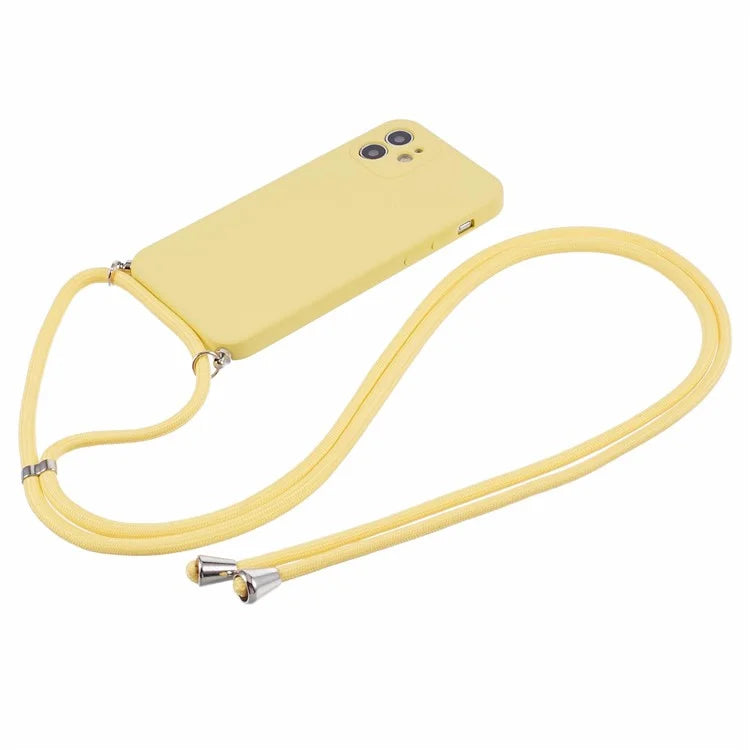 For iPhone 12 Phone Case Rubberized Soft TPU Cover with Long Lanyard