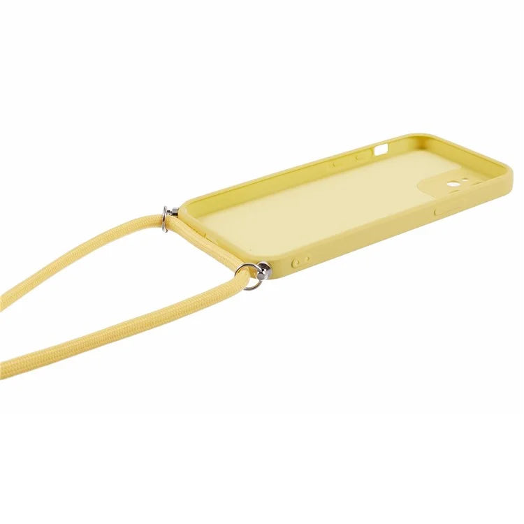 For iPhone 12 Phone Case Rubberized Soft TPU Cover with Long Lanyard