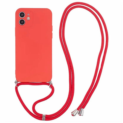 For iPhone 12 Phone Case Rubberized Soft TPU Cover with Long Lanyard