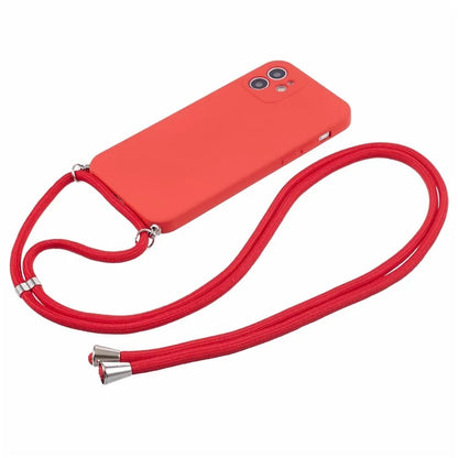For iPhone 12 Phone Case Rubberized Soft TPU Cover with Long Lanyard