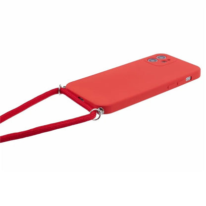 For iPhone 12 Phone Case Rubberized Soft TPU Cover with Long Lanyard