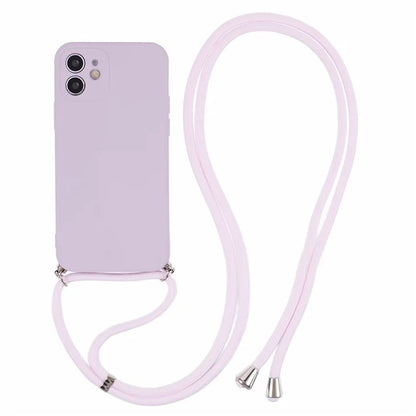 For iPhone 12 Phone Case Rubberized Soft TPU Cover with Long Lanyard
