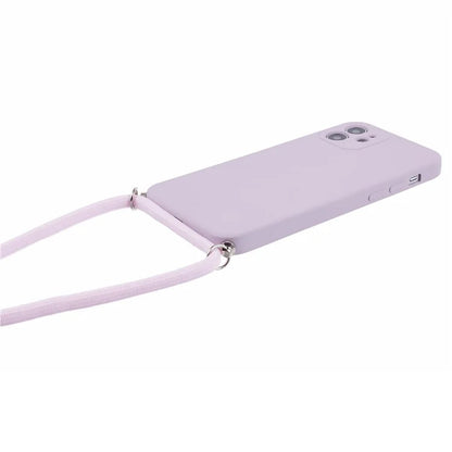 For iPhone 12 Phone Case Rubberized Soft TPU Cover with Long Lanyard