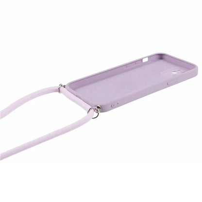 For iPhone 12 Phone Case Rubberized Soft TPU Cover with Long Lanyard