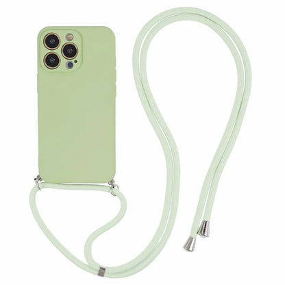 For iPhone 13 Pro Max Case Fiber Lining TPU Cover with Long Lanyard