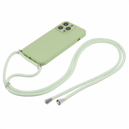 For iPhone 13 Pro Max Case Fiber Lining TPU Cover with Long Lanyard