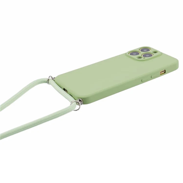 For iPhone 13 Pro Max Case Fiber Lining TPU Cover with Long Lanyard