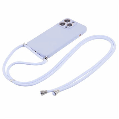 For iPhone 13 Pro Max Case Fiber Lining TPU Cover with Long Lanyard
