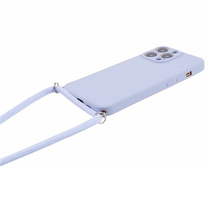 For iPhone 13 Pro Max Case Fiber Lining TPU Cover with Long Lanyard