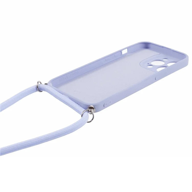 For iPhone 13 Pro Max Case Fiber Lining TPU Cover with Long Lanyard