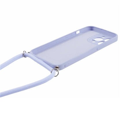 For iPhone 13 Pro Max Case Fiber Lining TPU Cover with Long Lanyard