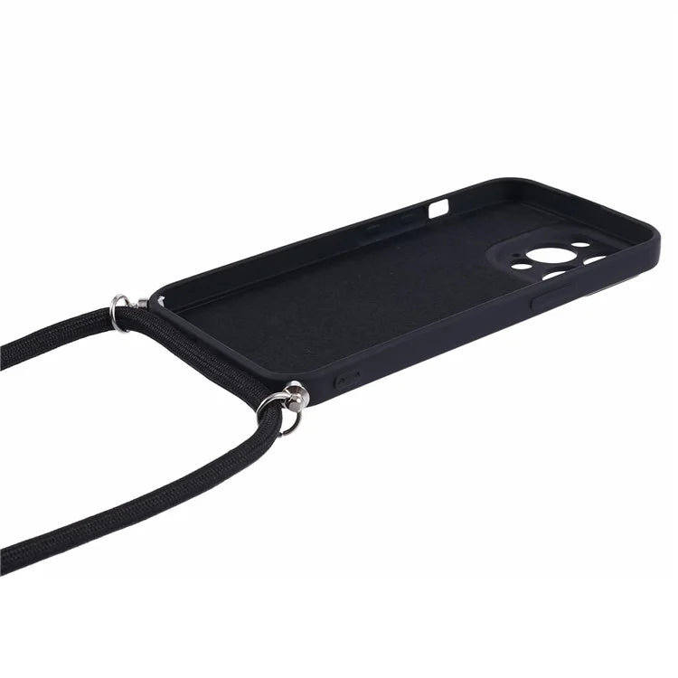 For iPhone 13 Pro Max Case Fiber Lining TPU Cover with Long Lanyard